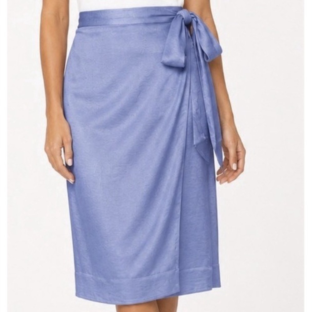WILDFANG The Empower Wrap Skirt M Blue Satin Midi Luxe Boho Chic Length